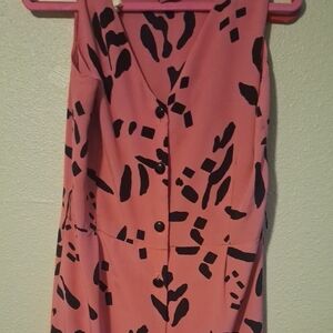 Pink and Black Patterned Sleeveless Dress